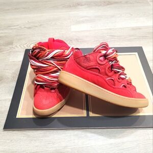 Lanvin Curb . Poppy Red Gum Sneakers